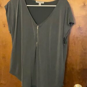 Blue-Gray Zip-Front Top